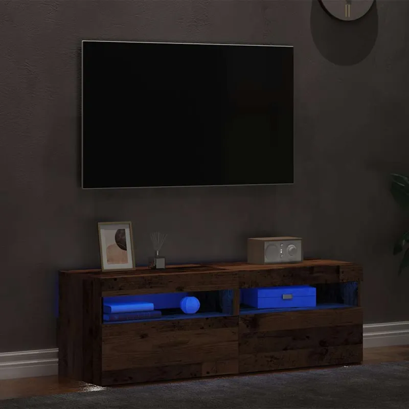 Televizoriaus spintelės su LED, 2vnt., medienos, mediena