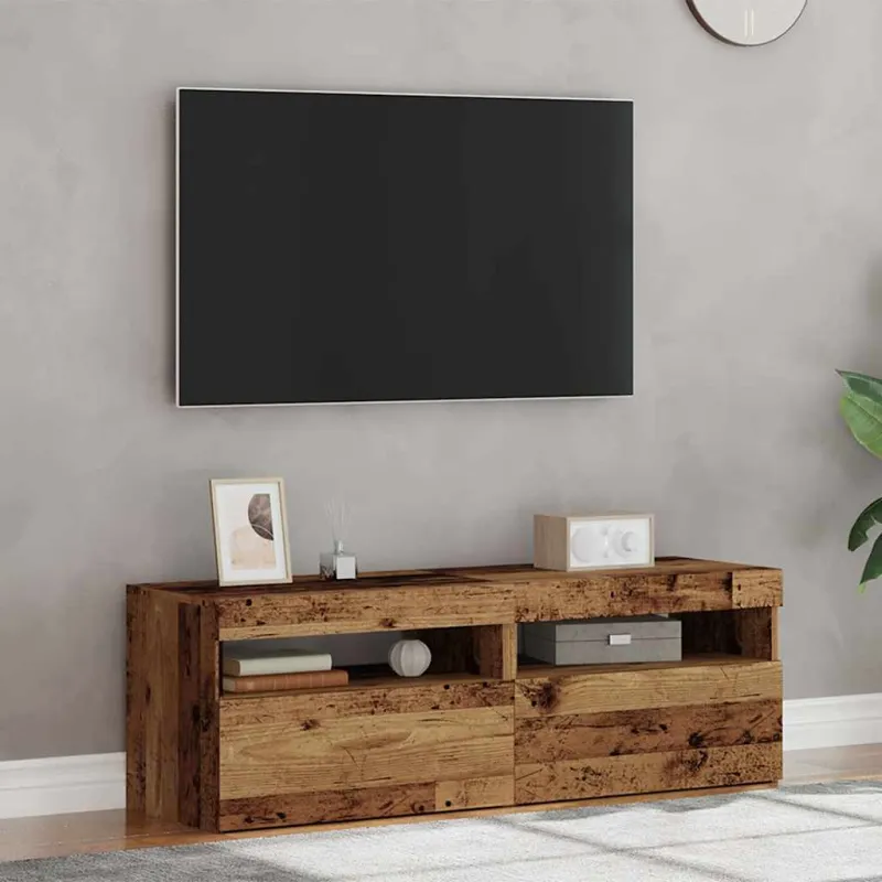 Televizoriaus spintelės su LED, 2vnt., medienos, mediena