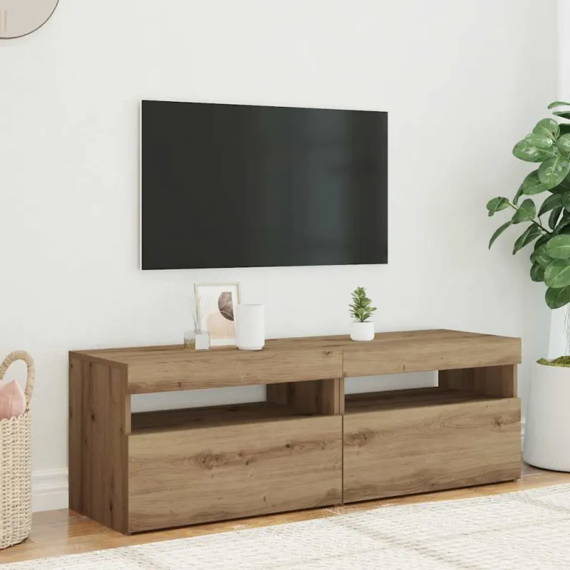 Televizoriaus spintelės su LED, 2vnt., artisano, mediena