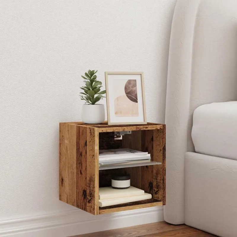 televizoriaus sieninė spintelė su LED lemputėmis Old Wood