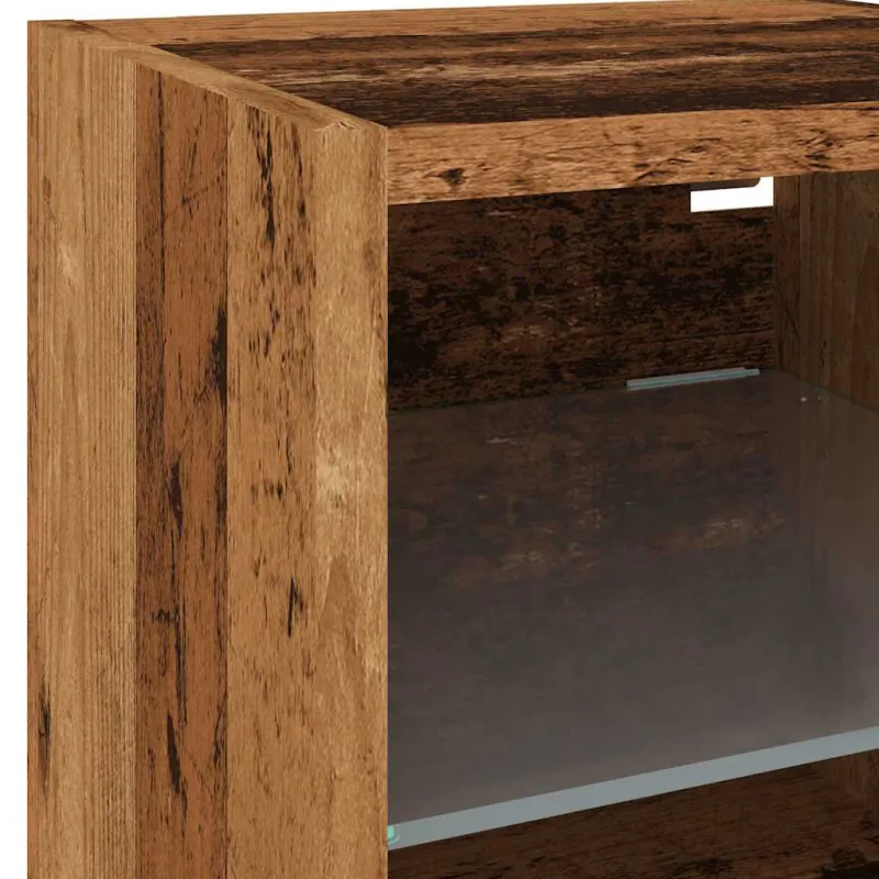 televizoriaus sieninė spintelė su LED lemputėmis Old Wood