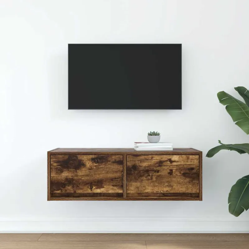 Televizoriaus spintelė, dūminio ąžuolo, 80x31x25,5 cm, mediena