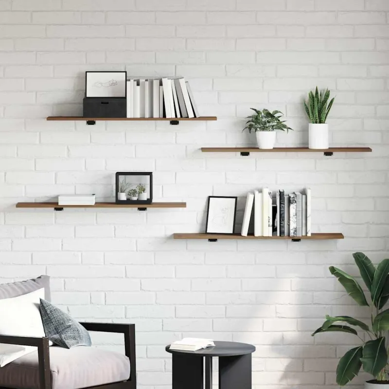 Knygų lentyna 4 pcs Ruda 100 x 20 x 1,5 cm Apdirbta mediena