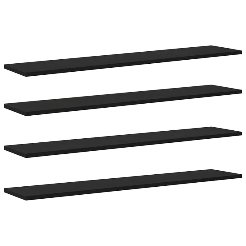 Knygų lentyna 4 pcs Juodas 100 x 20 x 1,5 cm Apdirbta mediena