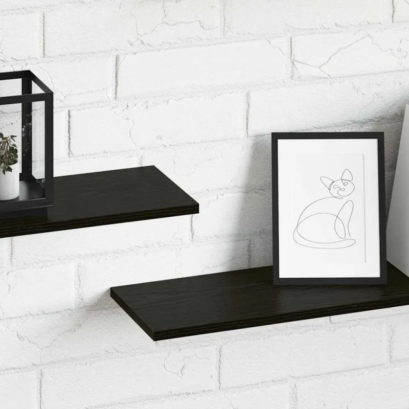 Knygų lentyna 4 pcs Juodas 100 x 20 x 1,5 cm Apdirbta mediena