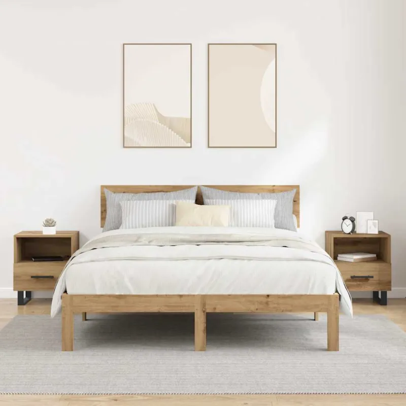 Šalia lovos spintelė 2 pcs Amatininkų ąžuolas 40 x 35 x 47,5 cm