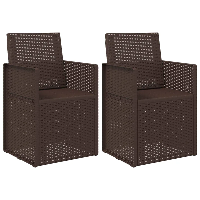 Sodo Valgomojo Kėdės 2 pcs Ruda PP