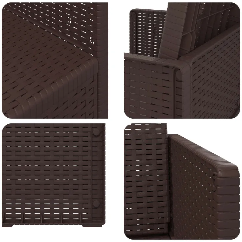 Sodo Valgomojo Kėdės 2 pcs Ruda PP