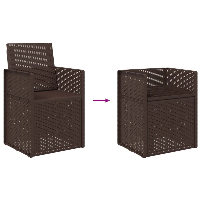 Sodo Valgomojo Kėdės 2 pcs Ruda PP