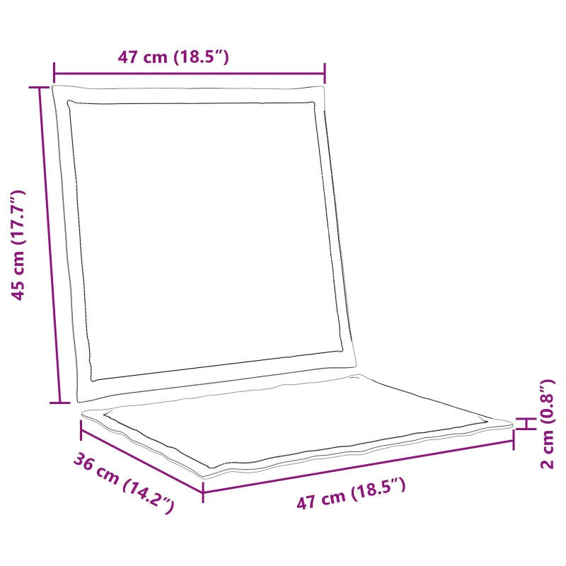 Sėdynės ir nugaros pagalvėlės 2 pcs Kreminė 47 x 45 x 2 cm