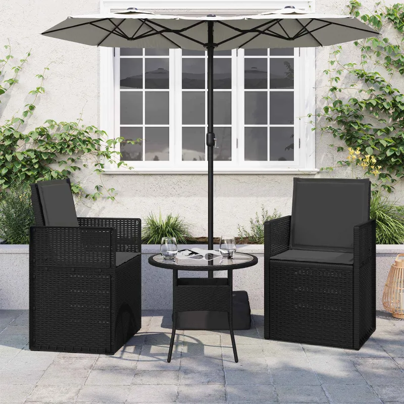 Sėdynės ir nugaros pagalvėlės 2 pcs Antracito 47 x 45 x 2 cm