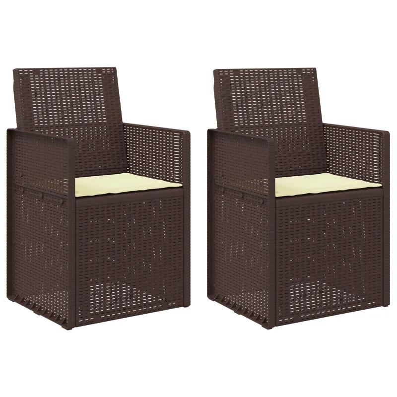 Sodo Valgomojo Kėdės 2 pcs Ruda ir kreminė PP