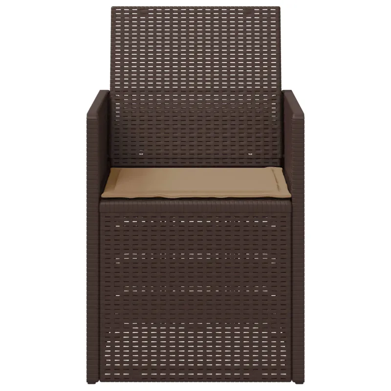 Sodo Valgomojo Kėdės 2 pcs Ruda ir taupe PP