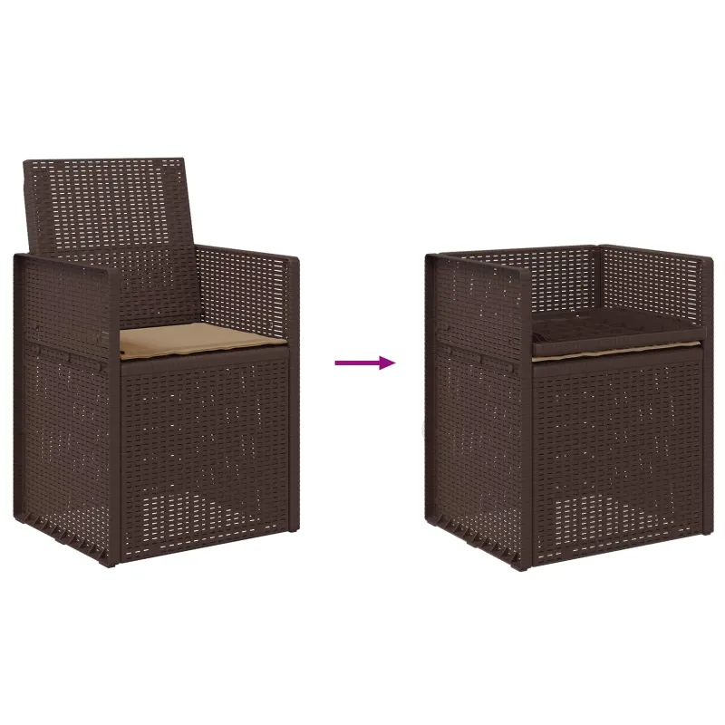 Sodo Valgomojo Kėdės 2 pcs Ruda ir taupe PP