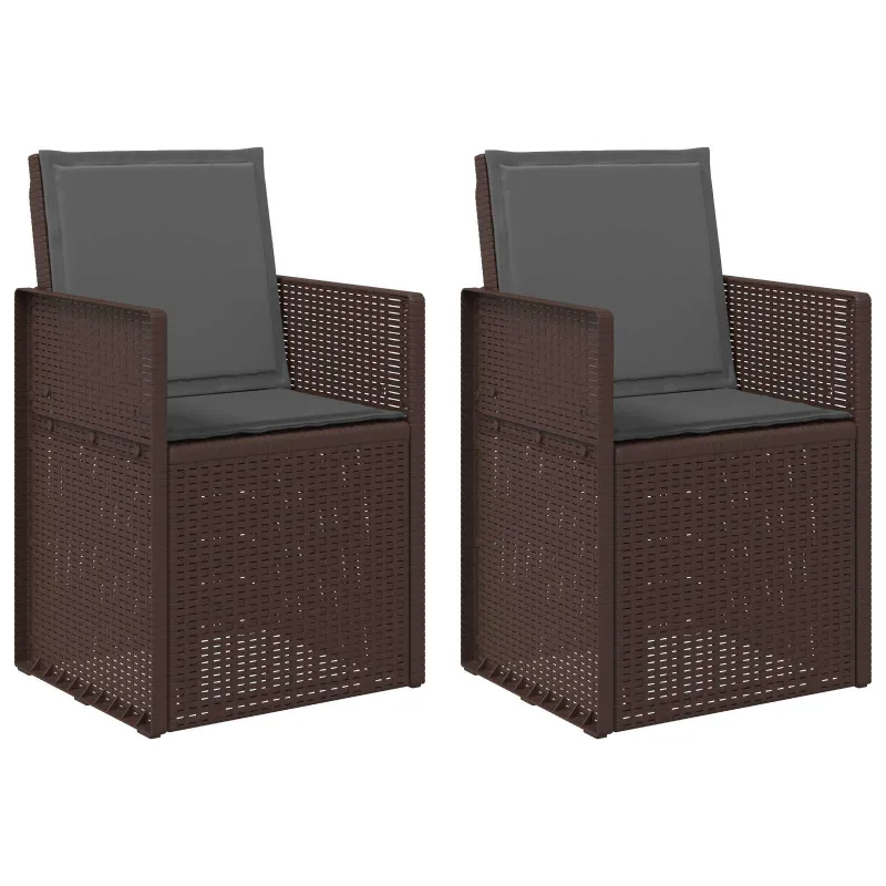 Sodo Valgomojo Kėdės 2 pcs Ruda ir antracito PP