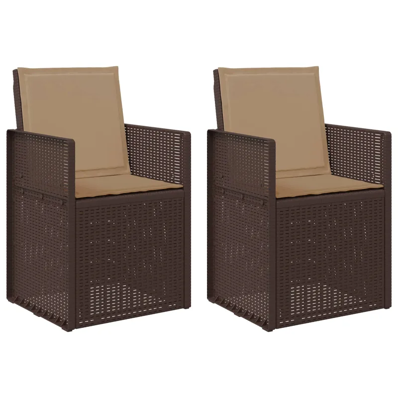 Sodo Valgomojo Kėdės 2 pcs Ruda ir taupe PP