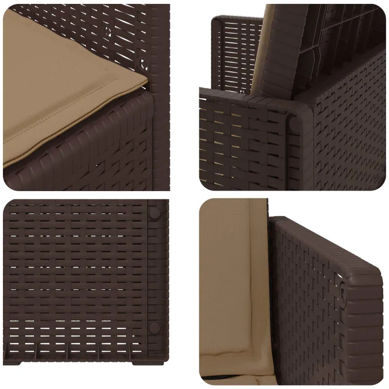 Sodo Valgomojo Kėdės 2 pcs Ruda ir taupe PP