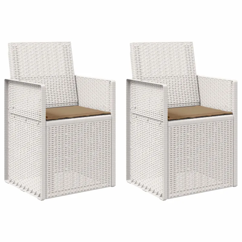 Sodo Valgomojo Kėdės 2 pcs Balta ir taupe PP