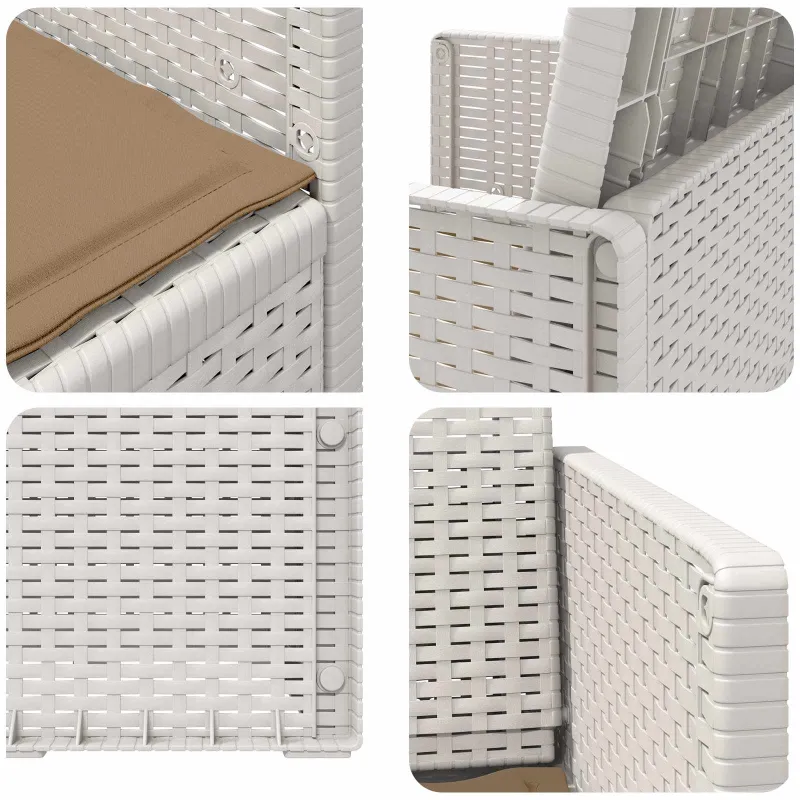 Sodo Valgomojo Kėdės 2 pcs Balta ir taupe PP