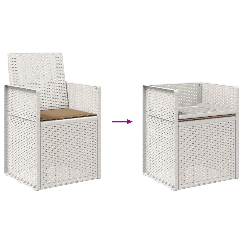 Sodo Valgomojo Kėdės 2 pcs Balta ir taupe PP