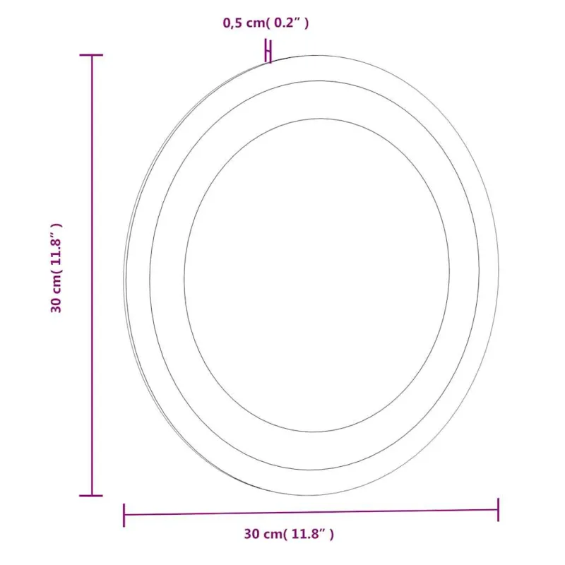 Vonios kambario veidrodis su LED, 30cm, apskritas
