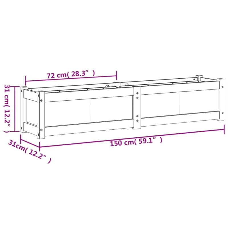 Sodo lovelis, 150x31x31cm, impregnuota pušies mediena