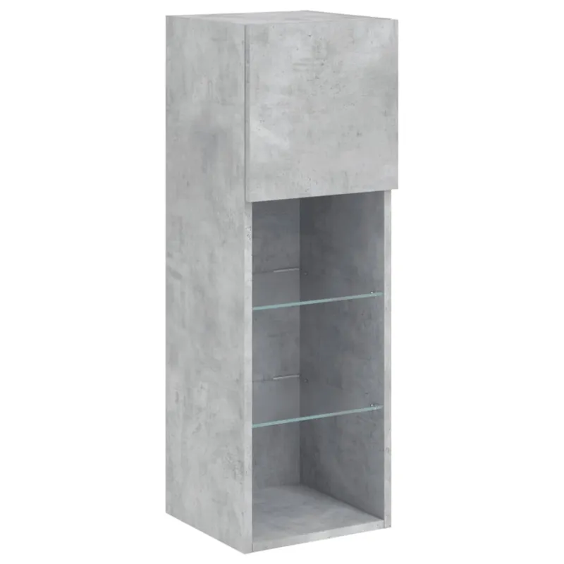 TV spintelės su LED lemputėmis, 2vnt., betono, 30,5x30x90cm