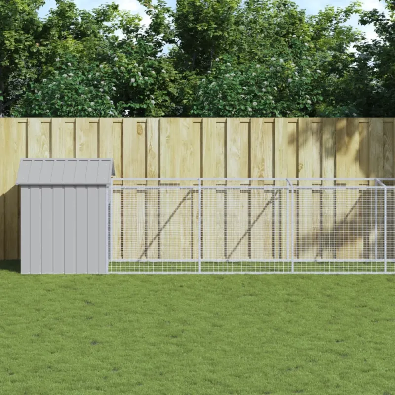 Šuns narvas su stogu, šviesiai pilkas, 117x1017x123cm, plienas