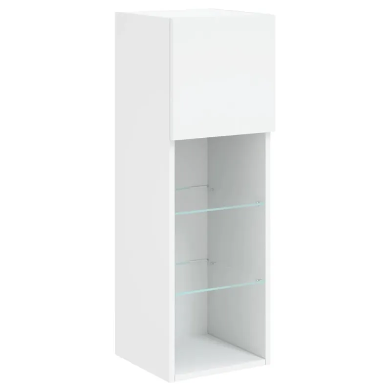 Sieninės TV spintelės su LED lemputėmis, 4 dalių, baltos