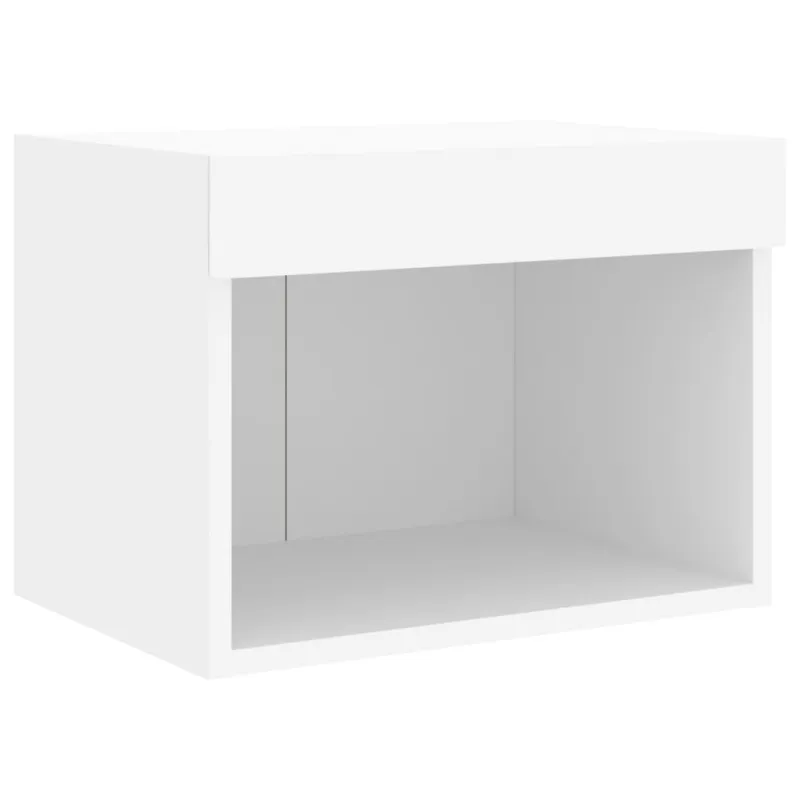 Sieninės TV spintelės su LED lemputėmis, 4 dalių, baltos