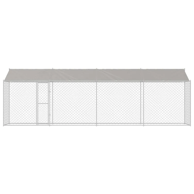 Šuo narvas su stogu Sidabro 800 x 200 x 256 cm Plienas ir PE