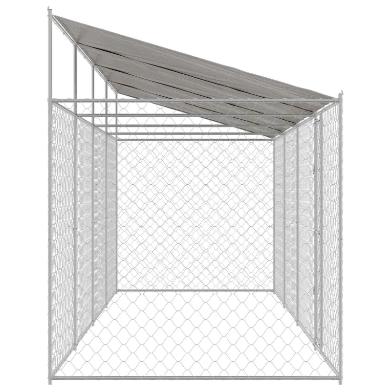 Šuo narvas su stogu Sidabro 800 x 200 x 256 cm Plienas ir PE