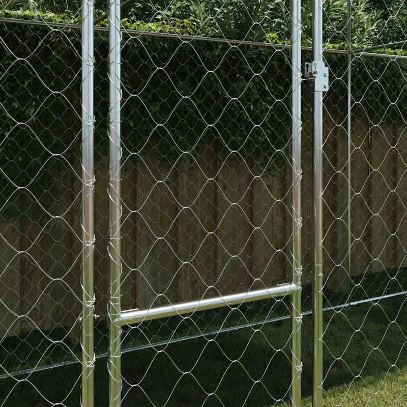 Šuo narvas su stogu Sidabro 800 x 200 x 256 cm Plienas ir PE