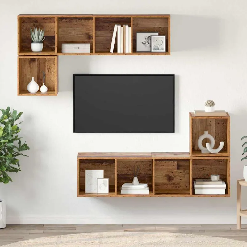 TV spintelių komplektas 4 pcs Senovinis medis Apdirbta mediena
