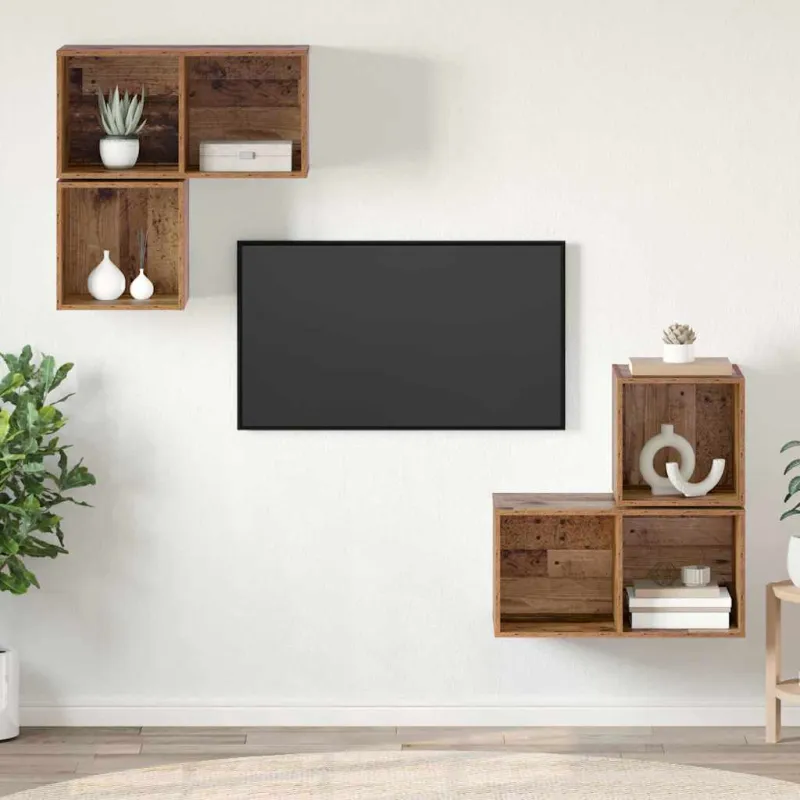 TV spintelių komplektas 4 pcs Senovinis medis Apdirbta mediena