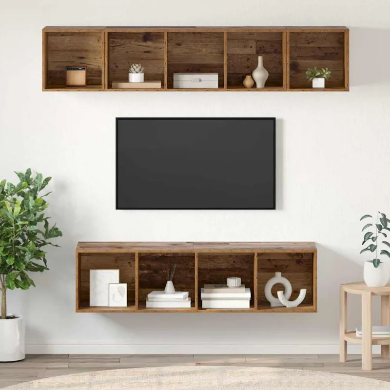 TV spintelių komplektas 4 pcs Senovinis medis Apdirbta mediena