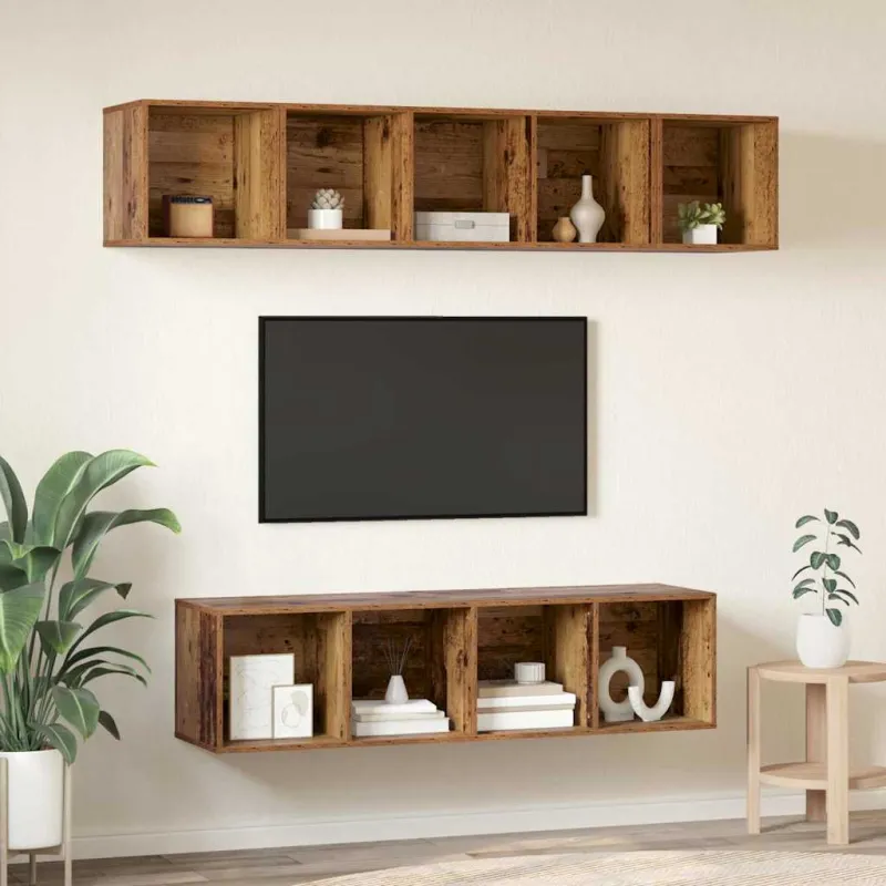 TV spintelių komplektas 4 pcs Senovinis medis Apdirbta mediena