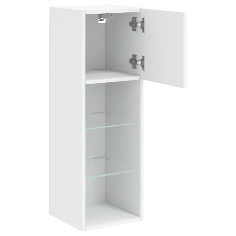 TV spintelės su LED lemputėmis, 2vnt., baltos, 30,5x30x90cm