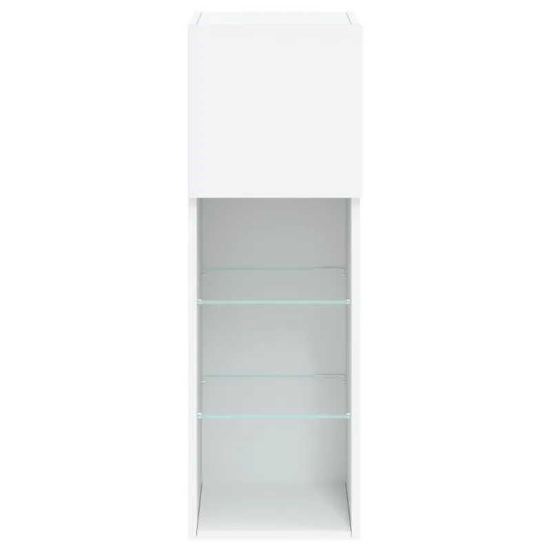 TV spintelės su LED lemputėmis, 2vnt., baltos, 30,5x30x90cm