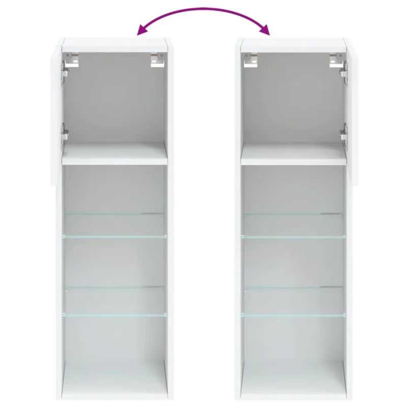 TV spintelės su LED lemputėmis, 2vnt., baltos, 30,5x30x90cm