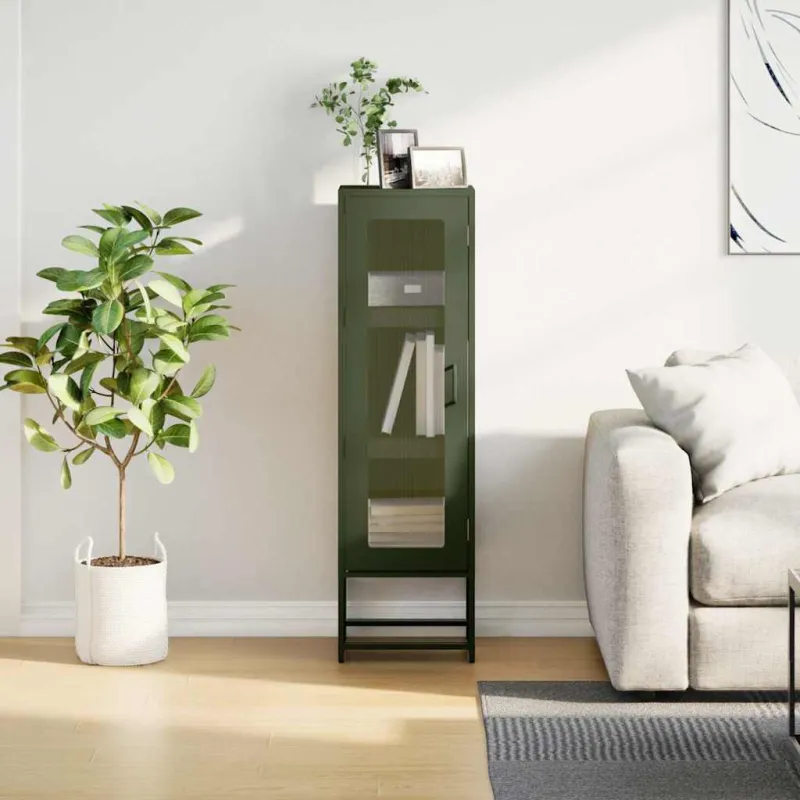 Highboard Olive Green 36x39x123 cm Šaltai valcuotas plienas