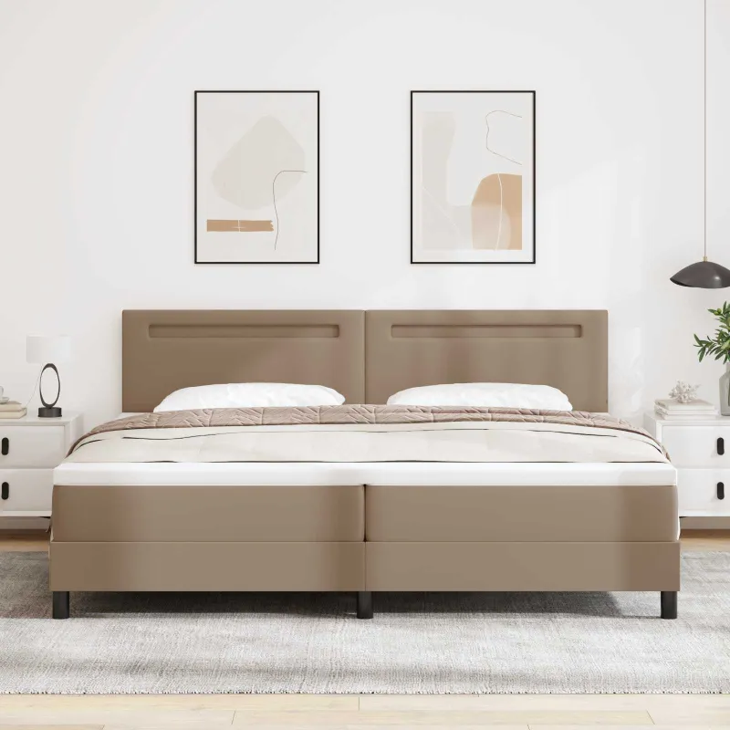Kiemas lova su čiužiniu Kapučino 200 x 200 cm Dirbtinė oda