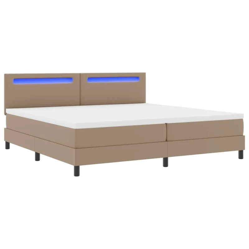 Kiemas lova su čiužiniu Kapučino 200 x 200 cm Dirbtinė oda