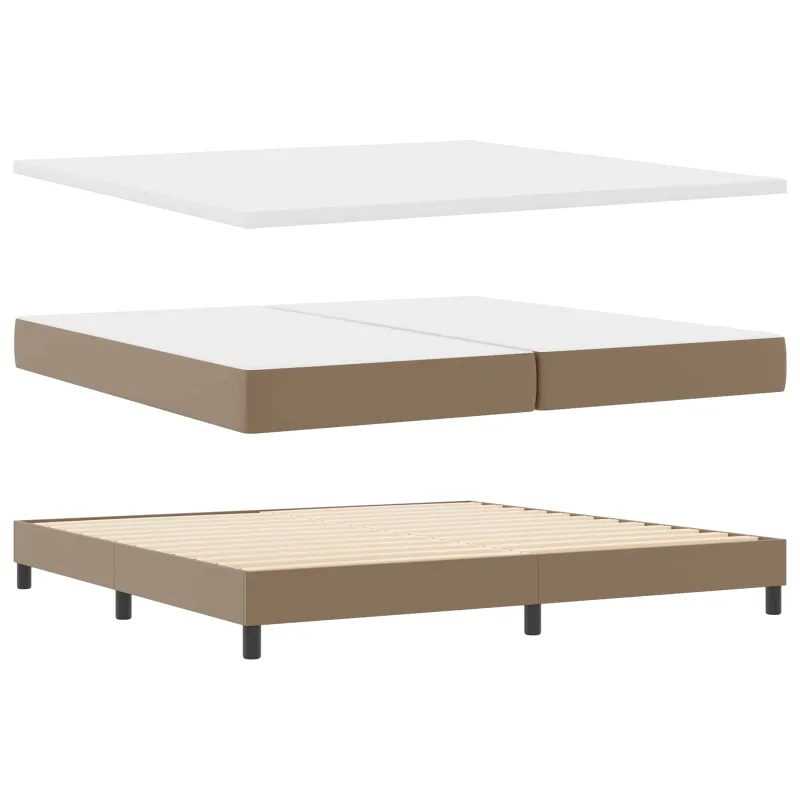 Kiemas lova su čiužiniu Kapučino 200 x 200 cm Dirbtinė oda