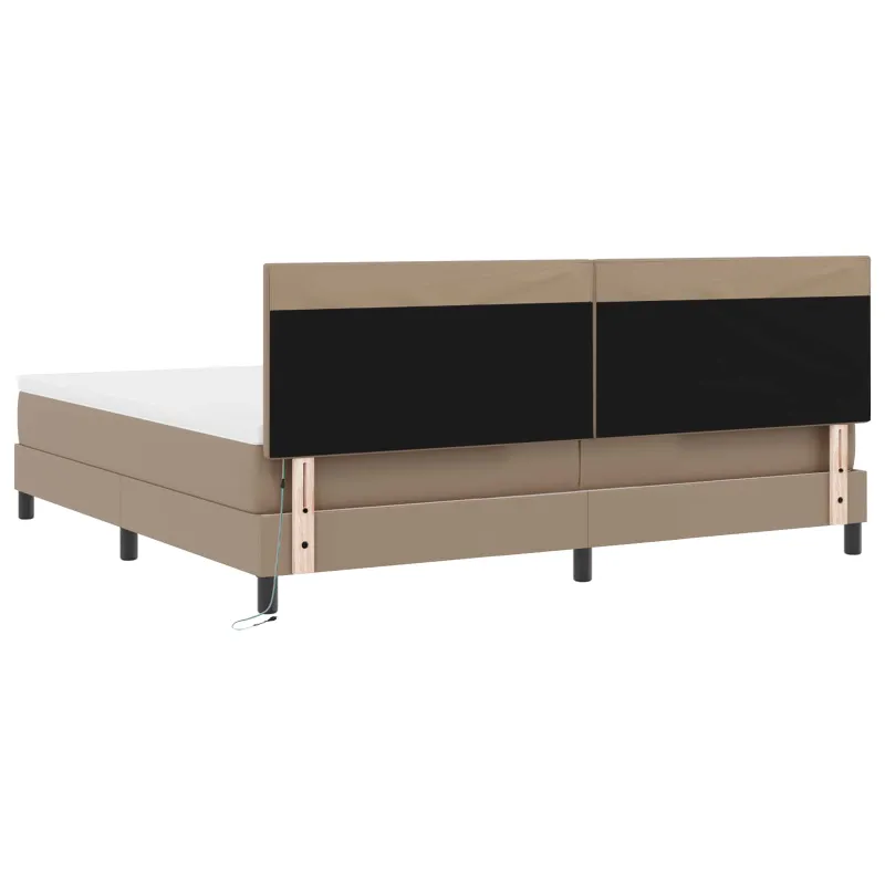 Kiemas lova su čiužiniu Kapučino 200 x 200 cm Dirbtinė oda