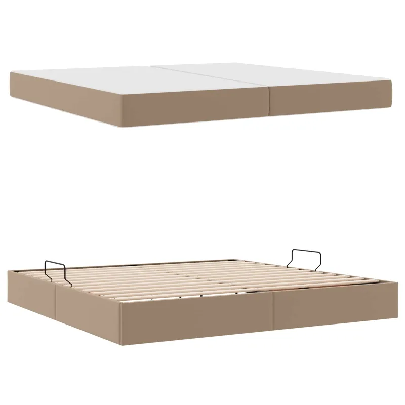 Lova su daiktų laikymo vieta ir čiužiniu 2 pcs Kapučino Oda
