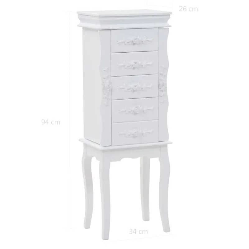 Pastatoma spintelė papuošalams, balta