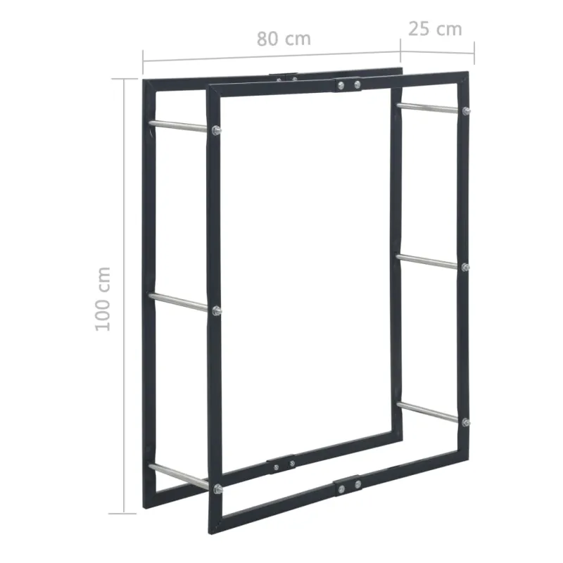 Stovas malkoms, juodos spalvos, 80x25x100cm, plienas