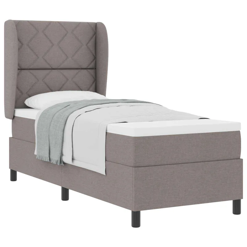 Kiemas lova su čiužiniu su galvūgalio Taupe 80 x 200 cm audinys
