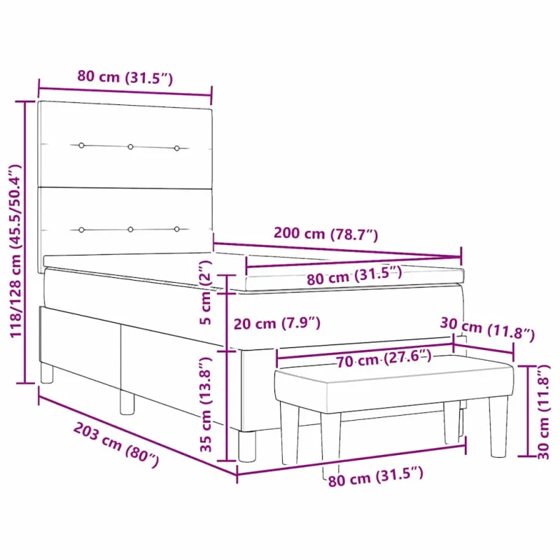 Kiemas lova su galvūgalio Tortora 80 x 200 cm audinys